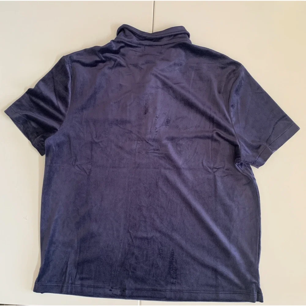 True Religion Men's Size L Short Sleeve Velour Polo Shirt Style 109788 Brand New